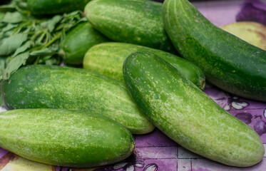 Fresh cucumber from the market. 