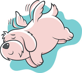 Chubby Pink Dog Flying with Its Wings