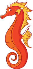 Illustration of Seahorse Cartoon Character