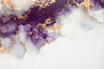 Marble ink abstract art from exquisite original painting for abstract background . Painting was painted on high quality paper texture to create smooth marble background pattern of ombre alcohol ink . © InfiniteFlow