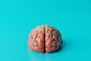 Brain on a blue background. Medical concept, brain diseases, mental problems. Operations and treatment of the brain. 3d rendering, 3d illustration.