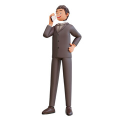 3d render businessman and mobile phone 