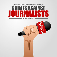 International day to end Impunity for Crimes against Journalists vector illustration. Suitable for Poster, Banners, campaign and greeting card. 