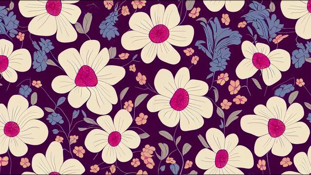 70s Retro Floral Seamless 2d illustrated animation