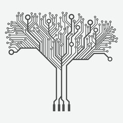 Abstract Circuit Board Tree. Technical circuit tree graphic illustration
