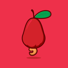 Obraz premium vector illustration of cashew fruit with fresh fruit inside, suitable as a sticker, design needs, children's education, t-shirt design, or icon