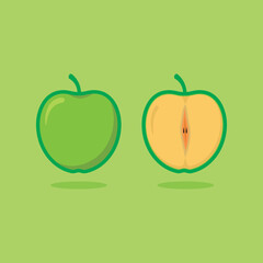 green apple .vector illustration with flat concept. suitable as fruit icon, sticker, etc
