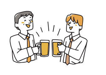 ビールジョッキを持って乾杯するビジネスマン