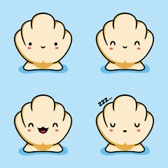 vector illustration of kawaii sea shell emoji