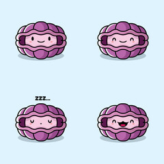 vector illustration of kawaii sea shell emoji