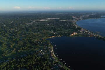 aerial of lake Jackson in Sebring Floraida   drone shot  2025