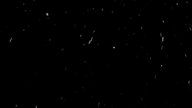 Winter real snowfall effect Snow storm isolated black background in 4K to be used for composing motion graphics background overlay animation 4K drag and drop editing software supporting blending mode