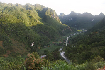 Amazing mountains landscape around Ha Giang province in North Vietnam.