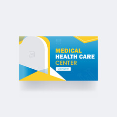 Medical healthcare video thumbnail and web banner for hospital clinic business template social media thumbnail cover