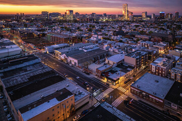 Obraz premium Drone of Epic Philadelphia Sunset
