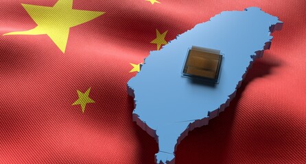 Taiwan semiconductor trade war shortage, China war, sanction, inflation, recession, computer chip - obrazy, fototapety, plakaty