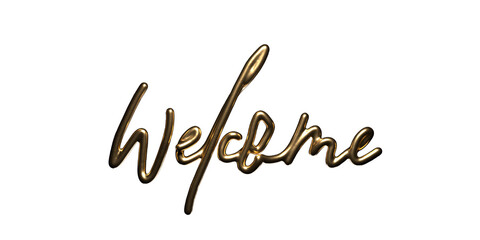 Welcome golden hand written letters transparent png background