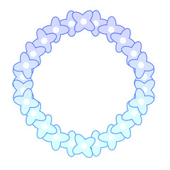 Rings of bright blue flowers