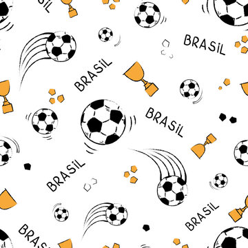 BRASIL FOOTBALL PATTERN WITH TRANSPARENT BACKGROUND. ENDLESS,SEAMLESS SURFACE PATTERN DESIGN READY TO PRINT FOR FABRIC, PAPER OR DIGITAL USES.