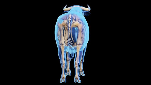3d rendered medical animation of a cows skeleton