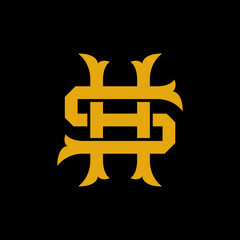 SH or HS logo vector monogram simple and clean initial editable