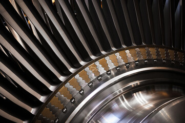 Shaft and blades of a powerful steam turbine. Elements for fastening the blades in the shaft socket.