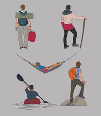 Adventure, young travel man vector illustration for t-shirt design