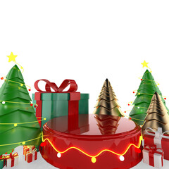 Stage Podium Transparency Realistic 3D render Christmas day promo product