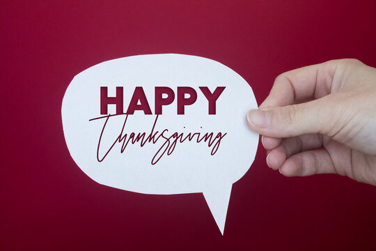 Speech bubble in front of colored background with Thanksgiving text. - Powered by Adobe