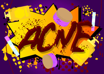 Acne Graffiti tag. Abstract modern street art decoration performed in urban painting style.