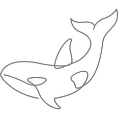 Killer whale Orca continuous line art minimal style vector illustration. Mono lineal design.