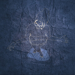 Illustration of a beautiful fashion model posing in a stylish swimsuit. Young attractive woman in bikini. Sketch style outline. Top view