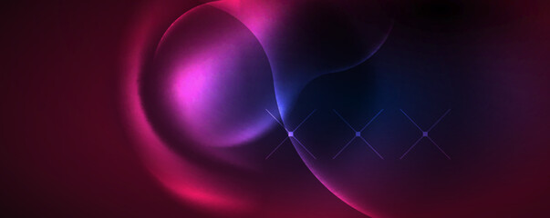 Neon glowing waves, magic energy space light concept, abstract background wallpaper design