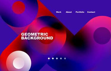 Website landing page abstract geometric background. Circles and round shapes. Web page for website or mobile app wallpaper