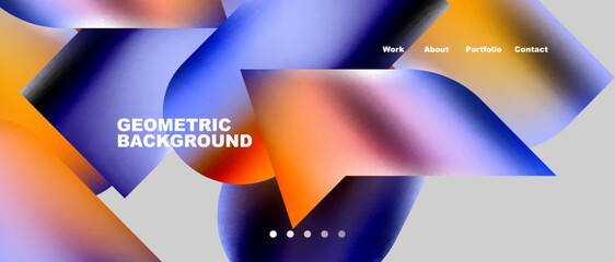 Landing page background template. Colorful plastic round shapes abstract composition. Vector illustration for wallpaper, banner, background