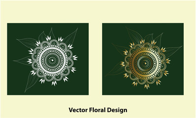Mandala design ornamental icon and mehndi design with gold and white color 