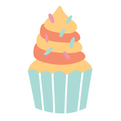 cupcake cake party pastry bake icing event celebration doodle flat