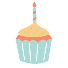 cupcake candle cake dessert sweet cafe doodle flat