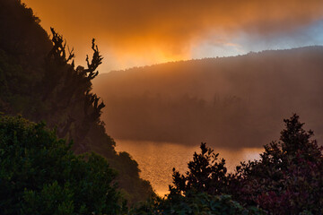 Sunset at Dove Lake, Egmont National Park, New Zealand