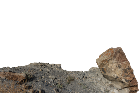 Edge of cliff floor isolated on white background.