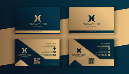 Gradient golden luxury horizontal business card template