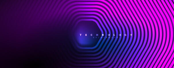 Techno shiny hexagons abstract background, technology energy space light concept, abstract background wallpaper design