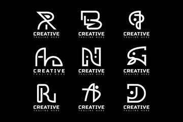 Abstract creative logo set of initials of several letters

