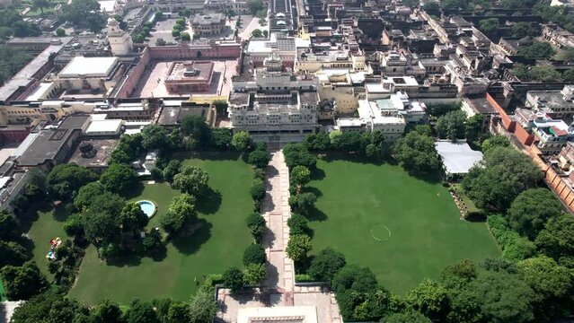An Aerial Shot of City Palace at Jaipur in Rajasthan,India