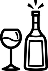 Wine bottle and Wine glass icon.