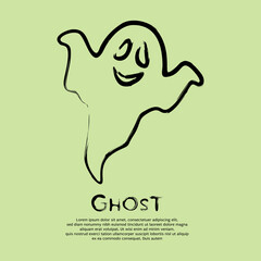 Minimalist ghost hand drawing. Vector illustration