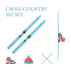 Cross-country ski set. vector illustration