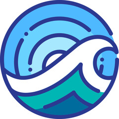 Obraz premium ocean wave colored line icon vector