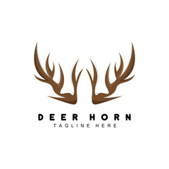 Deer Antler Logo, Antler Icon Illustration, Christmas Santa Animal Vector, Brand Design