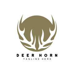 Deer Antler Logo, Antler Icon Illustration, Christmas Santa Animal Vector, Brand Design